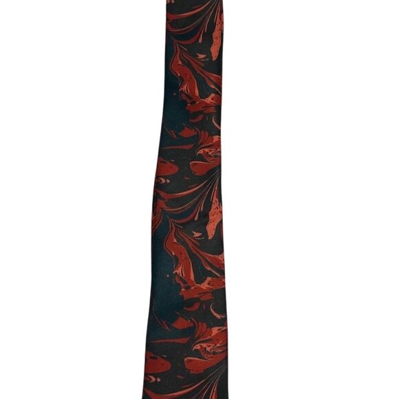 Topman Red & Black Marble Print Skinny Tie Formal - Picture 1 of 3